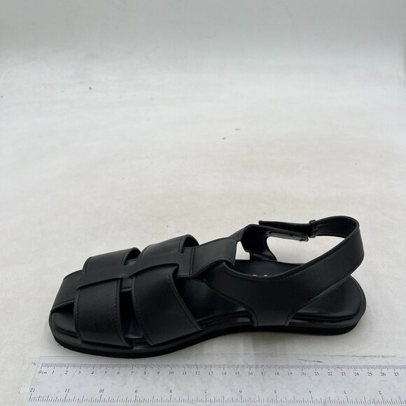 YDN Women's Cute Flat Round Toe Sandals Strappy Low Heels Adjustable Strap Balck - Picture 2 of 8